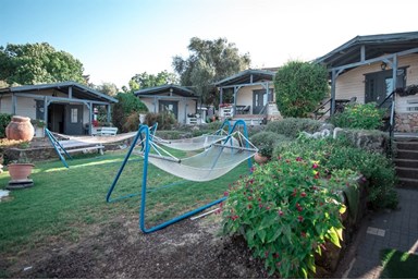 בקתות עץ אלון - חצר, בריכה וסביבה