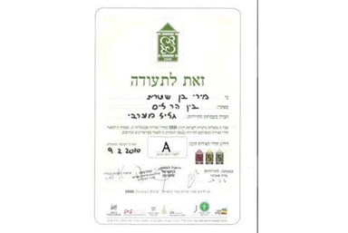 בין הר לים - תעודה