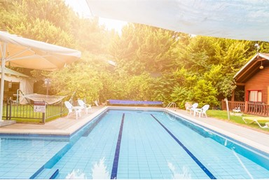 בקתות גבי בקצה היער - בריכת השחייה