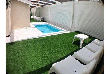 אריא TLV חדרי אירוח - החצר והבריכה 